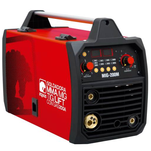 Soldadora Digital inverter IGBT 4 en 1 Flux/Gas MIG/MMA/ TIG Lift 200A Equus